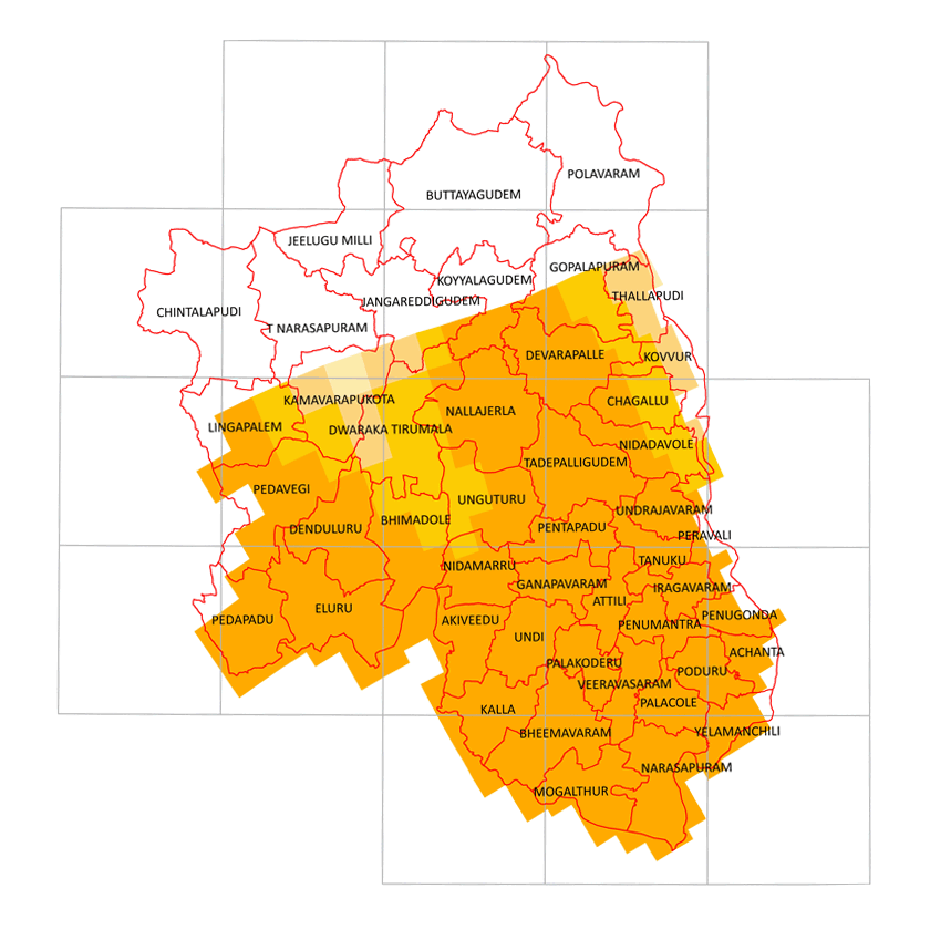 Storm surge inundation map for cyclone with wind speed 